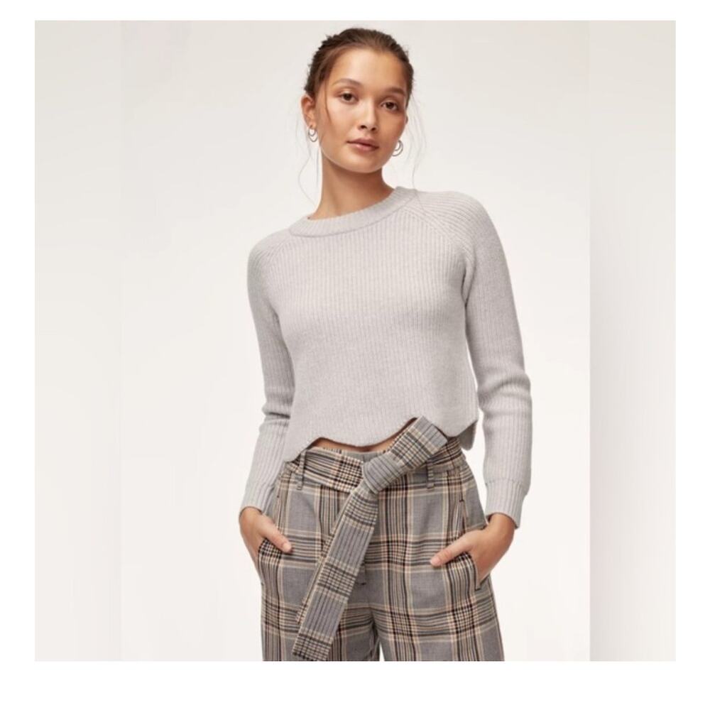 Aritzia Wilfred Sardou Sweater Heather Birch XS Made in Italy 100% Wool